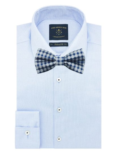 Blue and Grey Checks Woven Bowtie WBT20.7