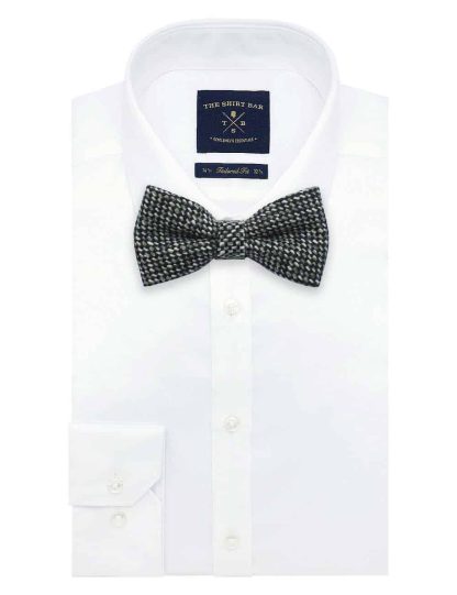 Black and White Weave Woven Clip-on Bowtie WBT24.8