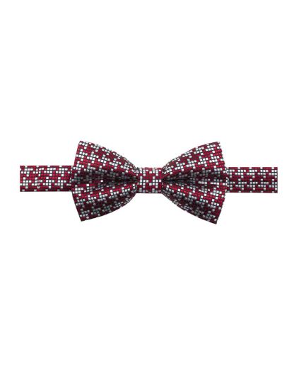 Red and Grey Checks Woven Bowtie WBT34.7