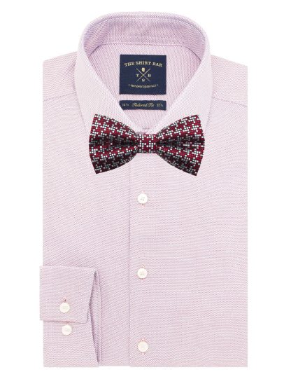Red and Grey Checks Woven Bowtie WBT34.7