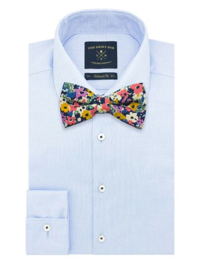 Ecru with Yellow and Pink Floral Print Woven Bowtie WBT34.8
