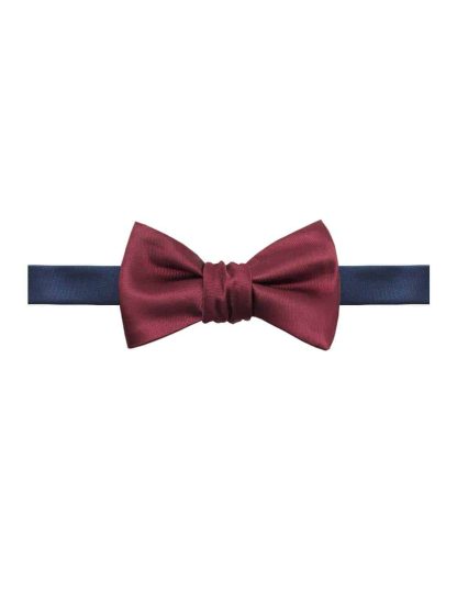 Solid Wine and Navy Reversible Woven Self Tie Bowtie WRSTBT3.11