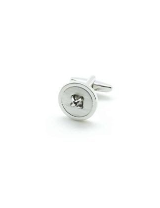 Matte Silver Button with Extruded Cross Stitch Cufflink C263NF-023