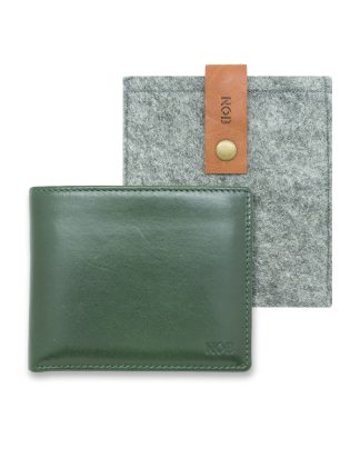 Dark Olive Green 100% Geniune Top Grain Leather 2-in-1 Bifold 12CC Wallet with Contrasting Inner Collars and Lining RFID Anti-theft SLG13.NOB1