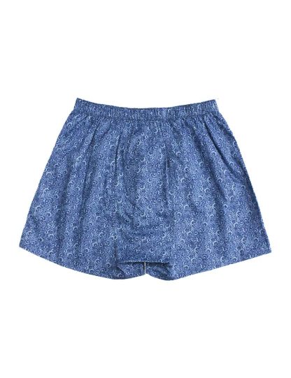 Singapore Botanic Gardens Inspired Navy with Blue Floral Print Button Fly Boxer Shorts with Silky Finish IW1A4.1