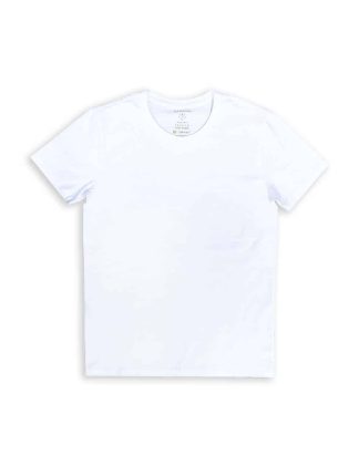 Slim Fit White Premium Cotton Stretch Short Sleeves Crew Neck T-shirt TS1A1.1