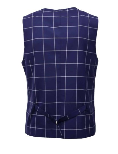 Tailored Fit Blue Checks Single Breasted Vest V1V2.3