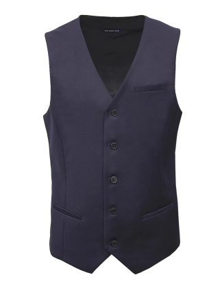 Tailored Fit Black Twill Single Breasted Vest V1V2.4