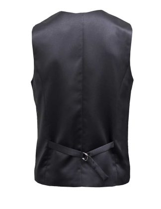 Tailored Fit Black Twill Single Breasted Vest V1V2.4