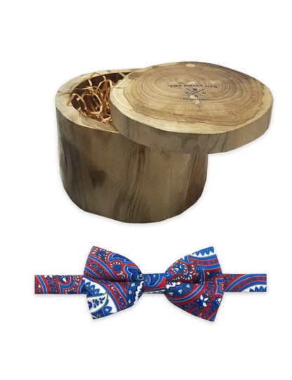 Red with Blue Paisley Print Woven Bowtie WBT44.7