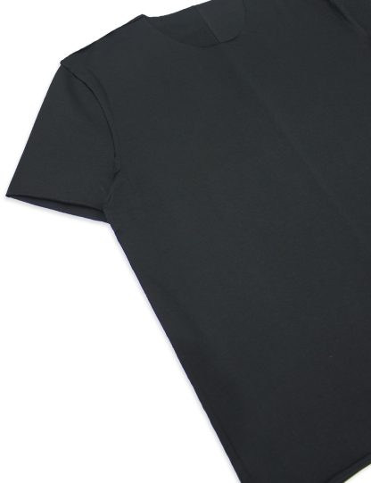 Comfort Fit Black Premium Cotton Stretch Raw Edge Short Sleeve T-shirt - TS2A1.2