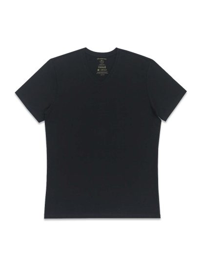 Slim Fit Black Premium Cotton Stretch V Neck T-Shirt TS3A2.3