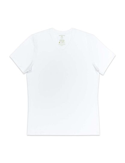 Slim Fit White Premium Cotton Stretch V Neck T-Shirt TS3A1.3