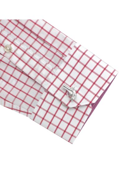White With Red Checks Modern / Classic Fit Long Sleeve Shirt – CF2A10.19