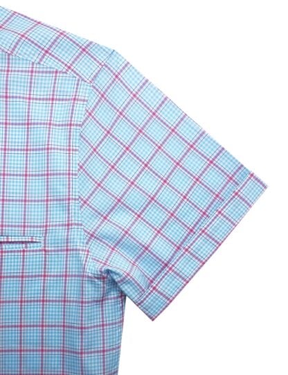 White With Blue And Pink Checks Custom / Relaxed Fit Short Sleeve Shirt – RF9SNB15.19