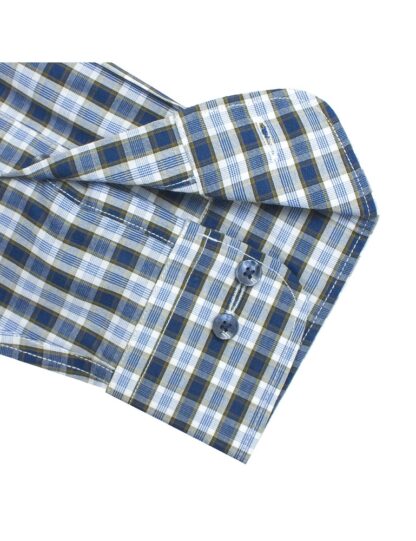 Navy And Brown Checks Easy Iron Button Down Collar Modern / Classic Fit Long Sleeve Shirt – CF5B10.10
