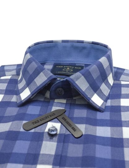 Blue Checks 2 Ply Slim / Tailored Fit Long Sleeve Shirt - TF2A9.20