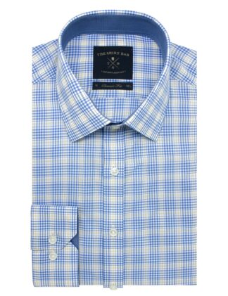 White With Blue And Yellow Checks Modern / Classic Fit Long Sleeve Shirt – CF2A5.19
