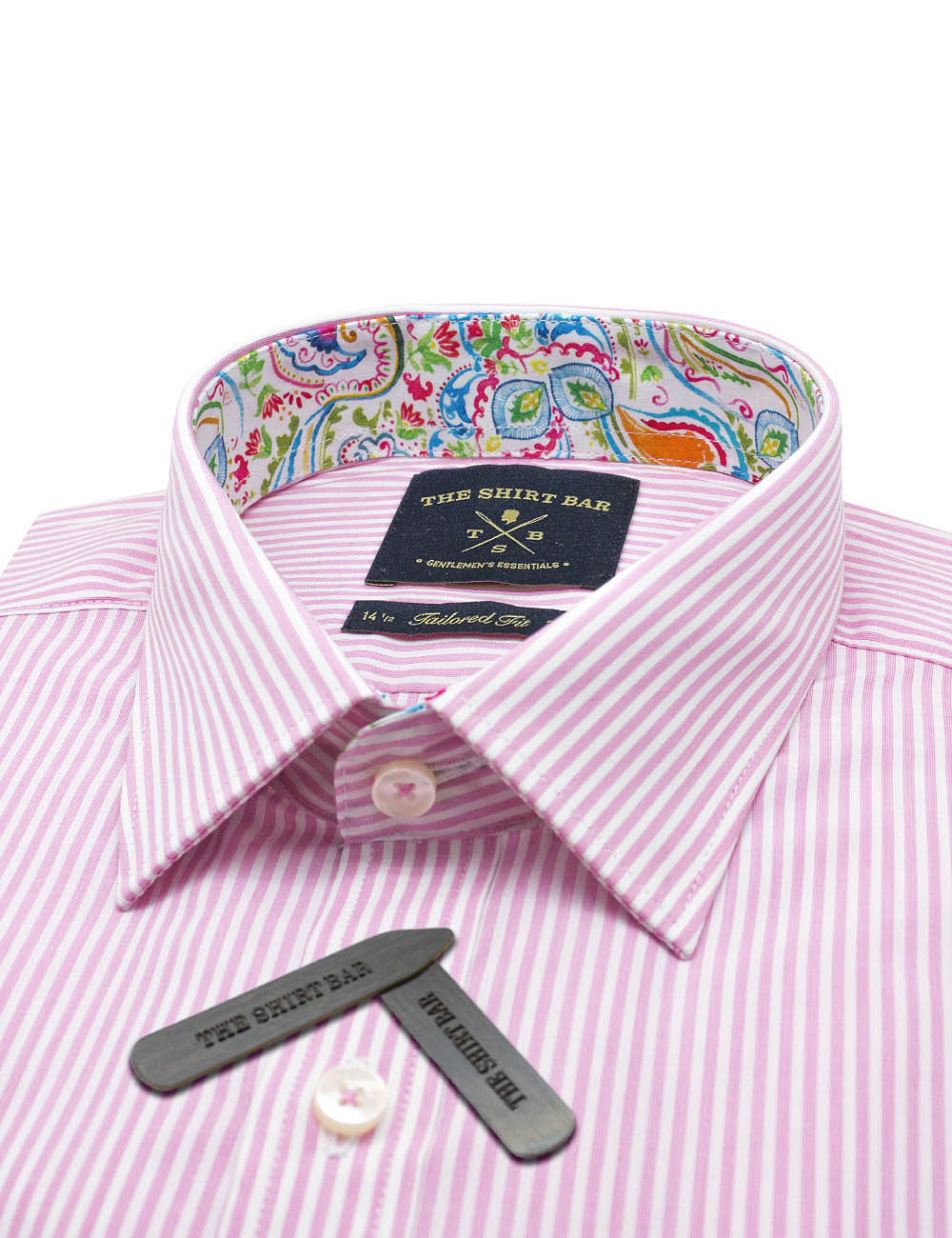 Mens Italian Design Striking Pink Paisley Shirt Smart Casual Double ...