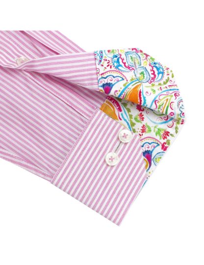 Pink And White Stripes Slim Tailored Fit Long Sleeve Shirt - TF2A30.20