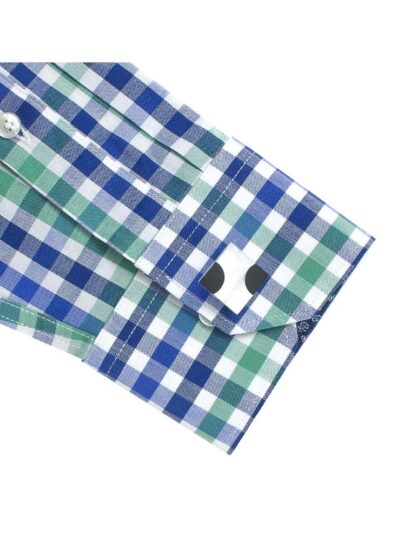 White/ Blue/ Green Checks Slim / Tailored Fit Long Sleeve Shirt – TF2A8.20