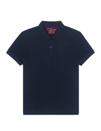 Front View Slim Fit Navy Tencel Short Sleeve Polo T-Shirt PTS1A1T.NOS