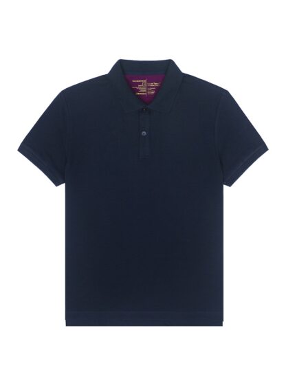 Front View Slim Fit Navy Tencel Short Sleeve Polo T-Shirt PTS1A1T.NOS