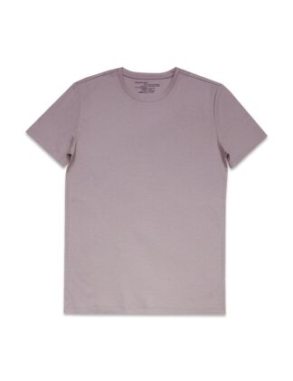 Front View Slim Fit Smoky Pink Tencel Crew Neck T-Shirt TS1A21T.4