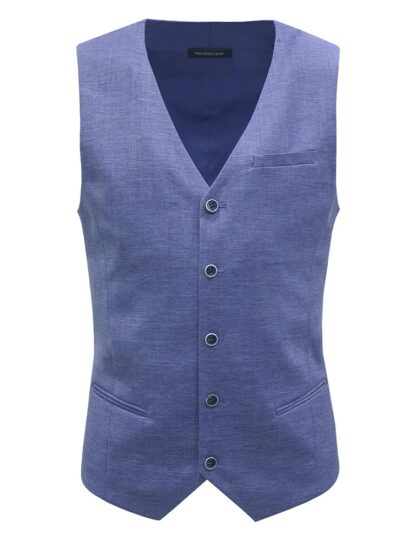 Light Blue Slim / Tailored Fit Single Breasted Vest – V1V5.5