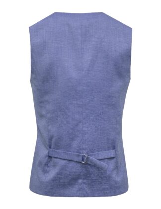 Light Blue Slim / Tailored Fit Single Breasted Vest - V1V5.5