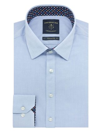 Sky Blue Spill Resist Slim / Tailored Fit Long Sleeve Shirt