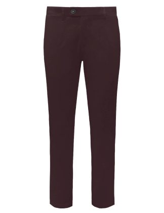 Maroon Cotton Stretch Slim Fit Casual Pants - CPSFA5.4