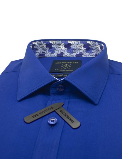 Solid Blue Eco-ol Bamboo Slim / Tailored Fit Long Sleeve Shirt - TF2A5.23