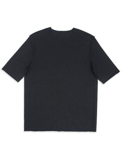 Smooth Side Front View Black-Premium-Cotton-Stretch-Raw-Edge-HS-T-Shirt-TS2C1.3