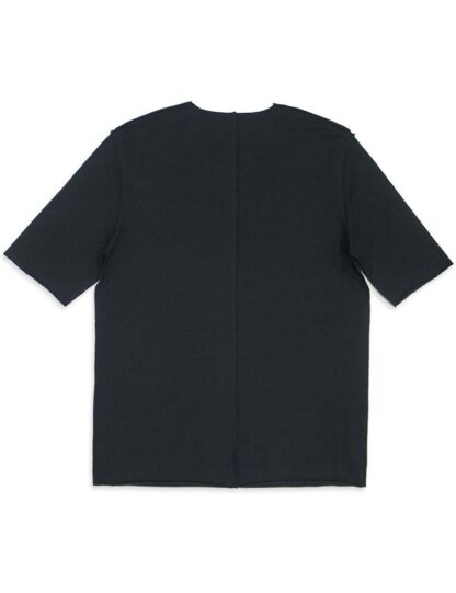 Smooth Side Back View Black-Premium-Cotton-Stretch-Raw-Edge-HS-T-Shirt-TS2C1.3
