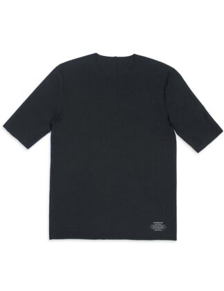 Raw Edge Front View Black-Premium-Cotton-Stretch-Raw-Edge-HS-T-Shirt-TS2C1.3