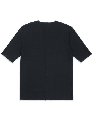 Raw Edge Side Back View Black-Premium-Cotton-Stretch-Raw-Edge-HS-T-Shirt-TS2C1.3