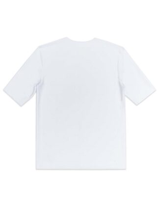 Back View White Premium Cotton Stretch Raw Edge HS T-Shirt TS2C2.3