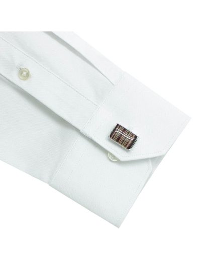 Everyday Armour Wrinkle Free Collection: Solid White Twill 2 Ply Modern / Classic Fit Long Sleeve Shirt cuffs