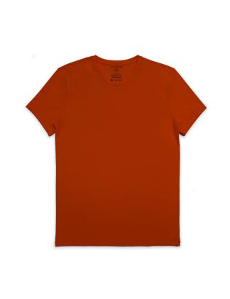 Dark Orange Premium Cotton Stretch Crew Neck Slim Fit T-Shirt- TS1A14.4