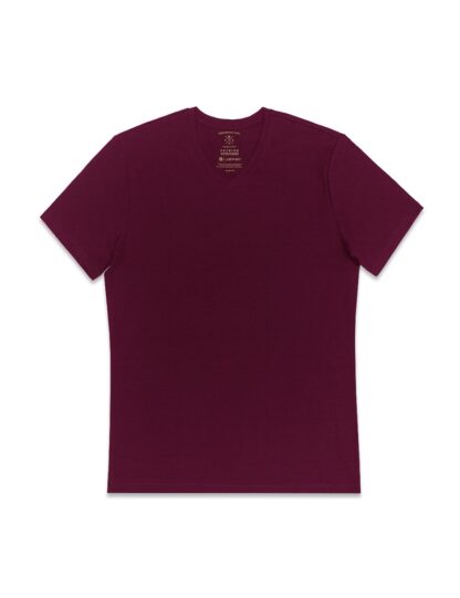 Front View Slim Fit Maroon Premium Cotton Stretch V Neck T-Shirt TS3A6.4
