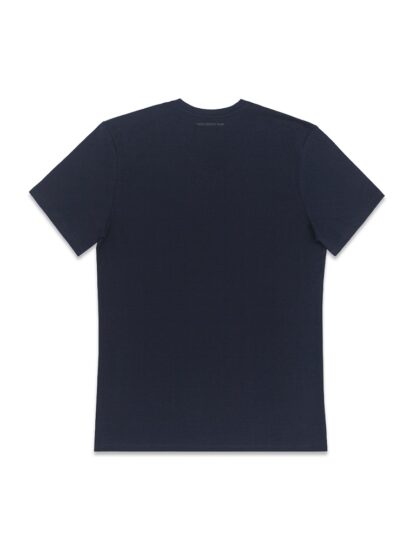 Back View Slim Fit Navy Premium Cotton Stretch V Neck T-Shirt TS3A3.NOS