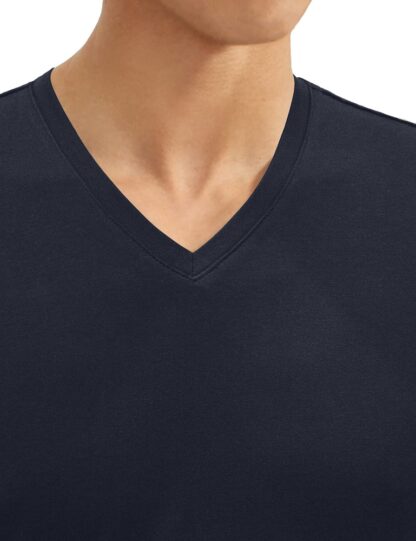 Slim Fit Navy Premium Cotton Stretch V Neck T-Shirt TS3A3.NOS