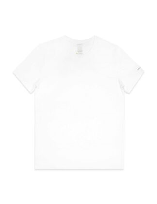 Front View Slim Fit White Premium Cotton Stretch Never A Quitter Crew T-Shirt