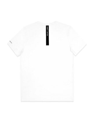 Back View Slim Fit White Premium Cotton Stretch NeverAQuitter Crew T-Shirt