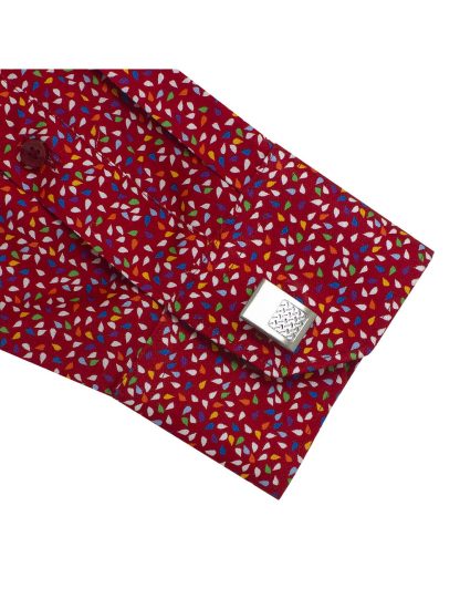 SG Inspired Festive Red Print Silky Finish Slim / Tailored Fit Long Sleeve Shirt - TF1AF1.26