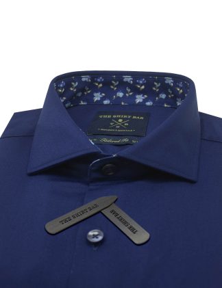 Solid Navy Twill Eco-ol Bamboo Slim/Tailored Fit Long Sleeve Shirt - TF1FF6.23