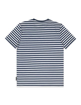 Navy And White Stripe Crew Neck Short Sleeve T-shirt - TS1A3.5