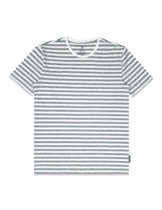 White And Grey Stripe Crew Neck Short Sleeve T-shirt