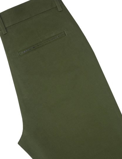 Army Green Cotton Stretch Slim Fit Casual Pants - CP1A3.5